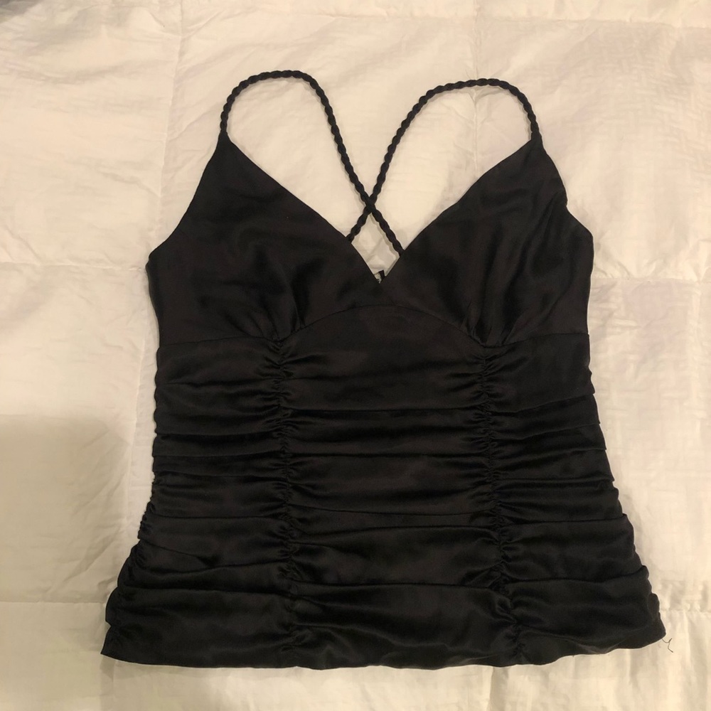 bebe ruched black cami top